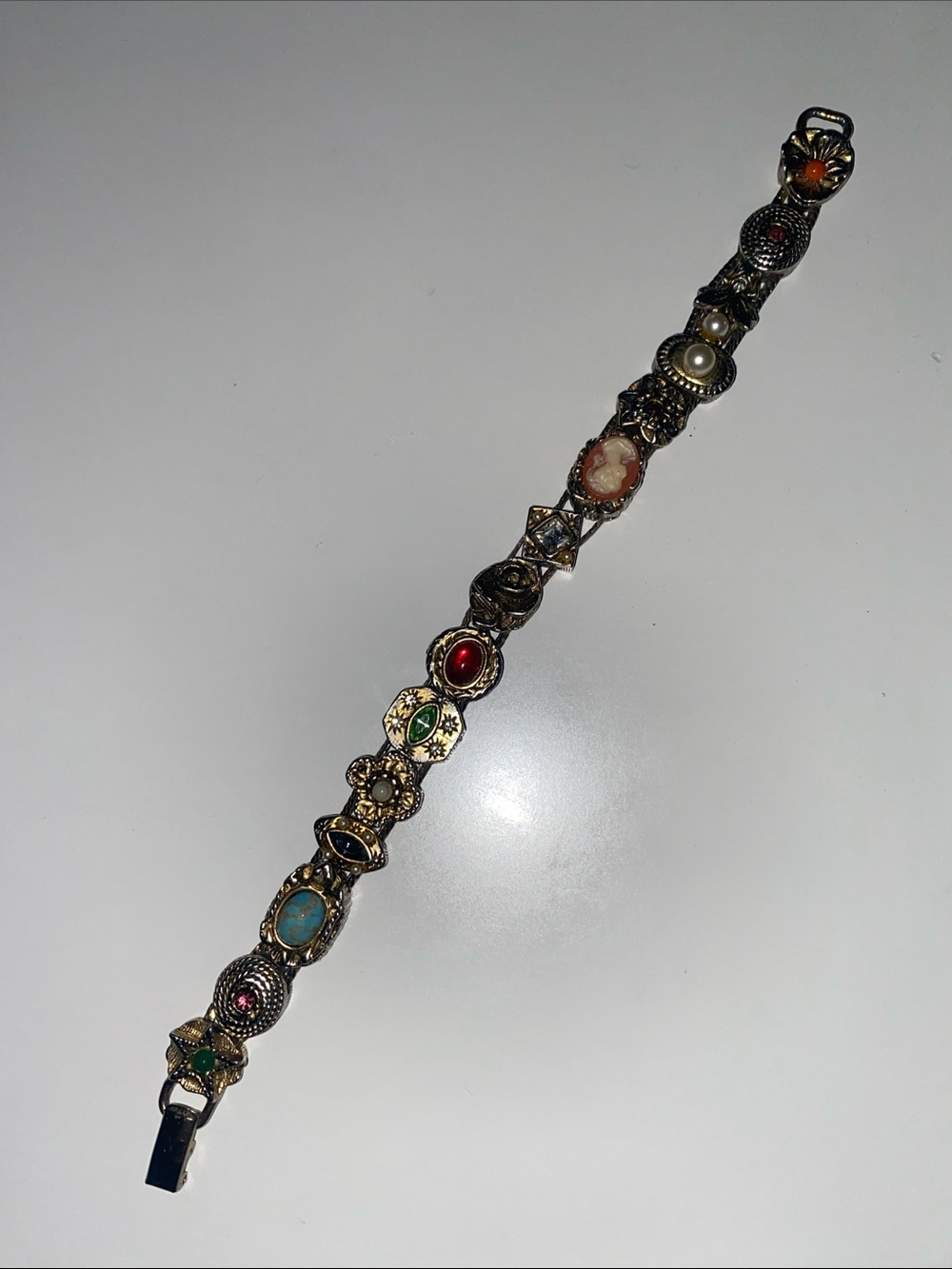Vintage Multistone Gold-Tone Charm Bracelet - Multi Color